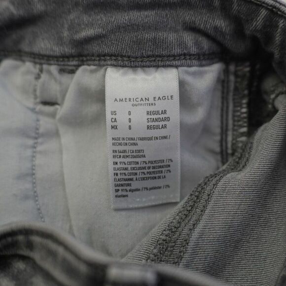 American Eagle Next Level Stretch Gray Denim Jeans 0R 25/29 Factory Distressed - Picture 7 of 9
